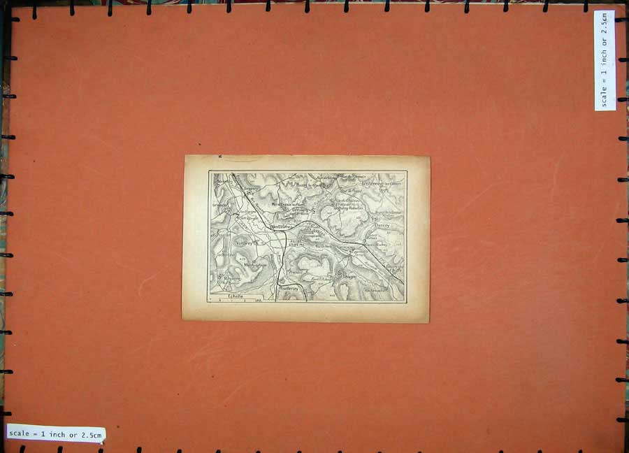 Original Old Vintage Print 1931 Map France Menetreux Darcey Echelle Flavigny