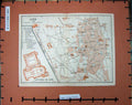 Original Old Antique Print Map Spain 1908 Street Plan Leon Catedral Cuarteles