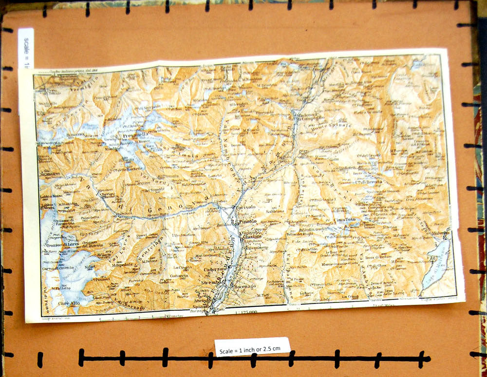 Old Vintage Print Map 1929 Tirol Street Plan Meran Marling Schenna Algund 20th