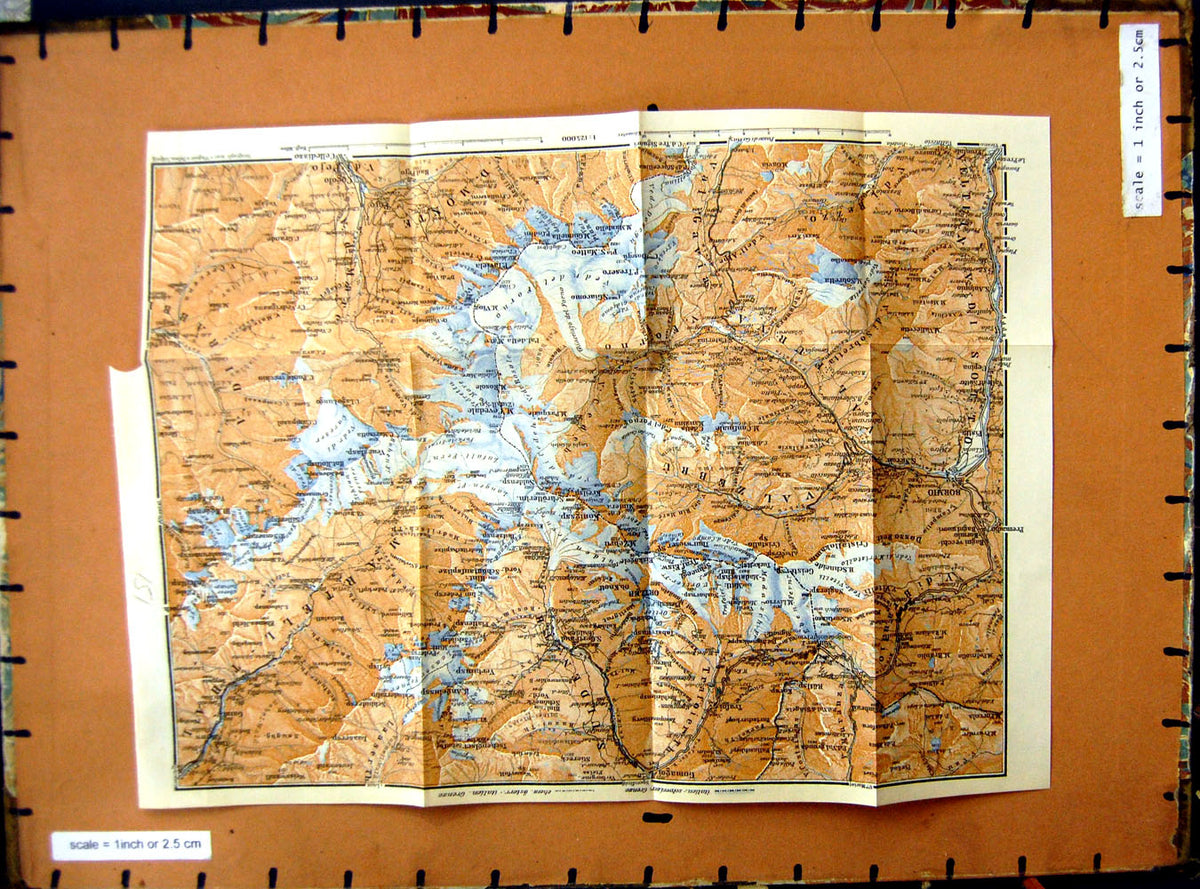 Original Old Vintage Print Map 1929 Tirol Bozen Trento Meran Cortin Dolomiten