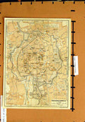 Original Old Vintage Print Map 1921 Germany Street Plan Braunschweig Colour