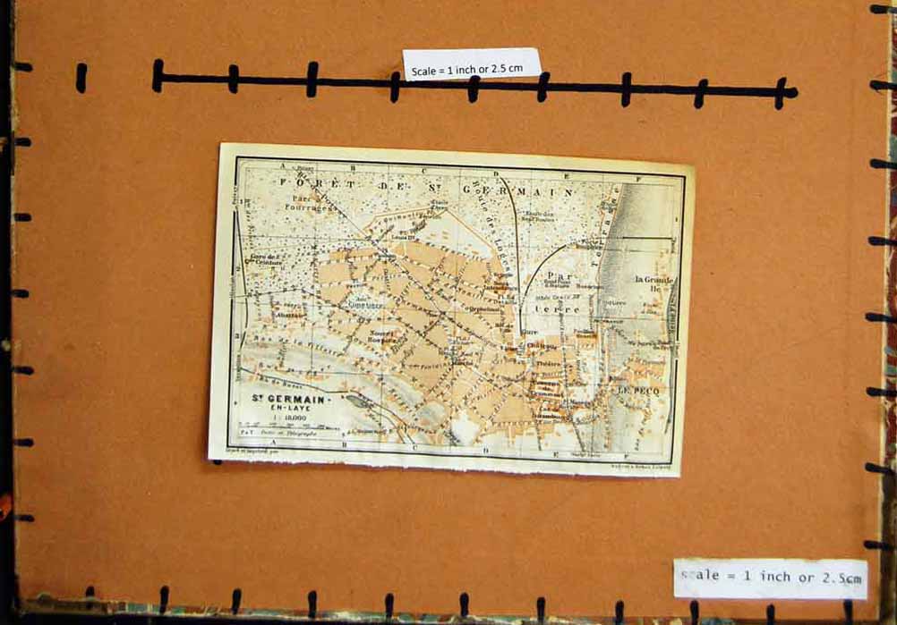 Old Vintage Print Map 1923 Paris France Plan St. Germain-En-Laye Le Peco 20th