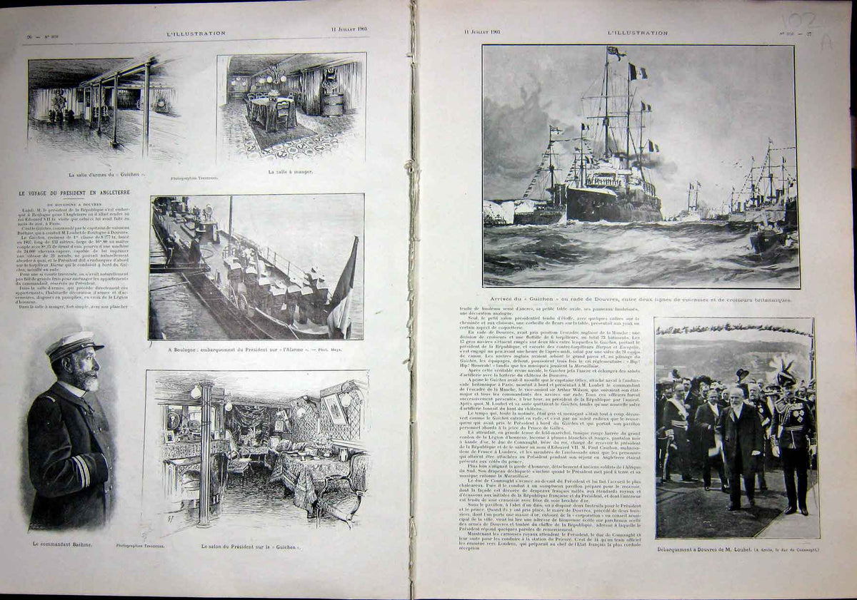 Antique Old Print Loubet President Voyage Visit Britain Royal French 1903 20th