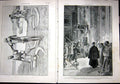 Original Old Antique Print Funeral Pope Leon Vatican Throne Rome French 1903