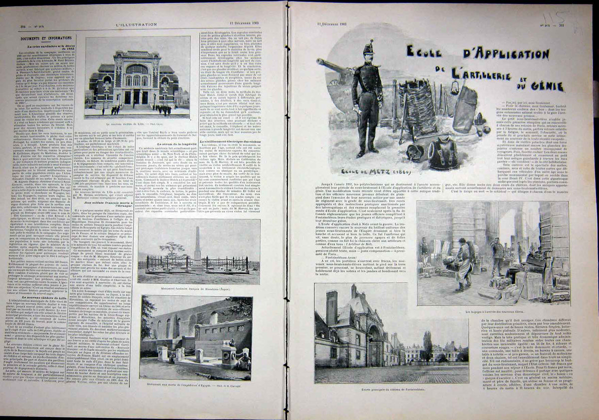 Original Old Antique Print Artillery Metz Training Military France French 1903