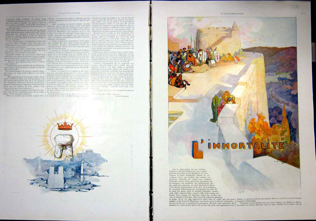 Original Old Antique Print Immortality King Story Clothes Tailor French 1903