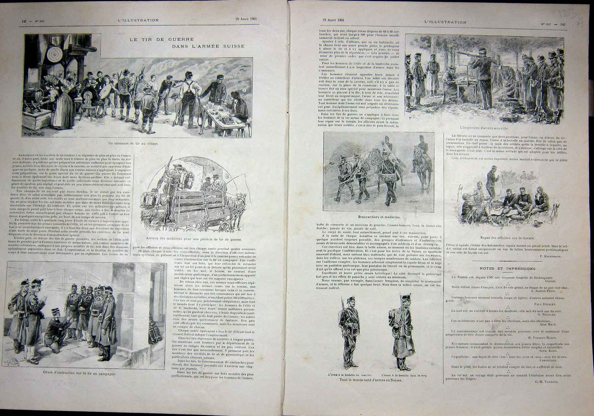 Original Old Antique Print Swiss Army Oranais Taghit Military French 1903 20th