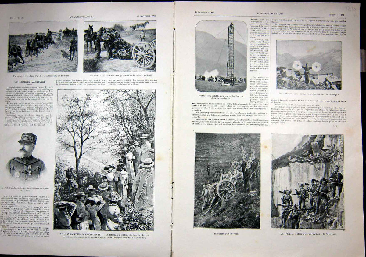 Original Old Antique Print Military Manoeuvres Army Metzinger French 1903 20th