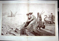 Original Old Antique Print First Fish Ladies Fishing Vasarre Art French 1903