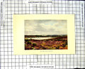 Original Old Vintage Print C1850-C1930 Colour View Great Pond Frensham 19th