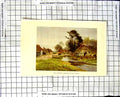 Original Old Vintage Print C1850-C1930 Colour East Garston Lambourn Valley 19th