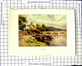 Original Old Vintage Print C1850-C1930 Colour View Richmond River Bridge 19th