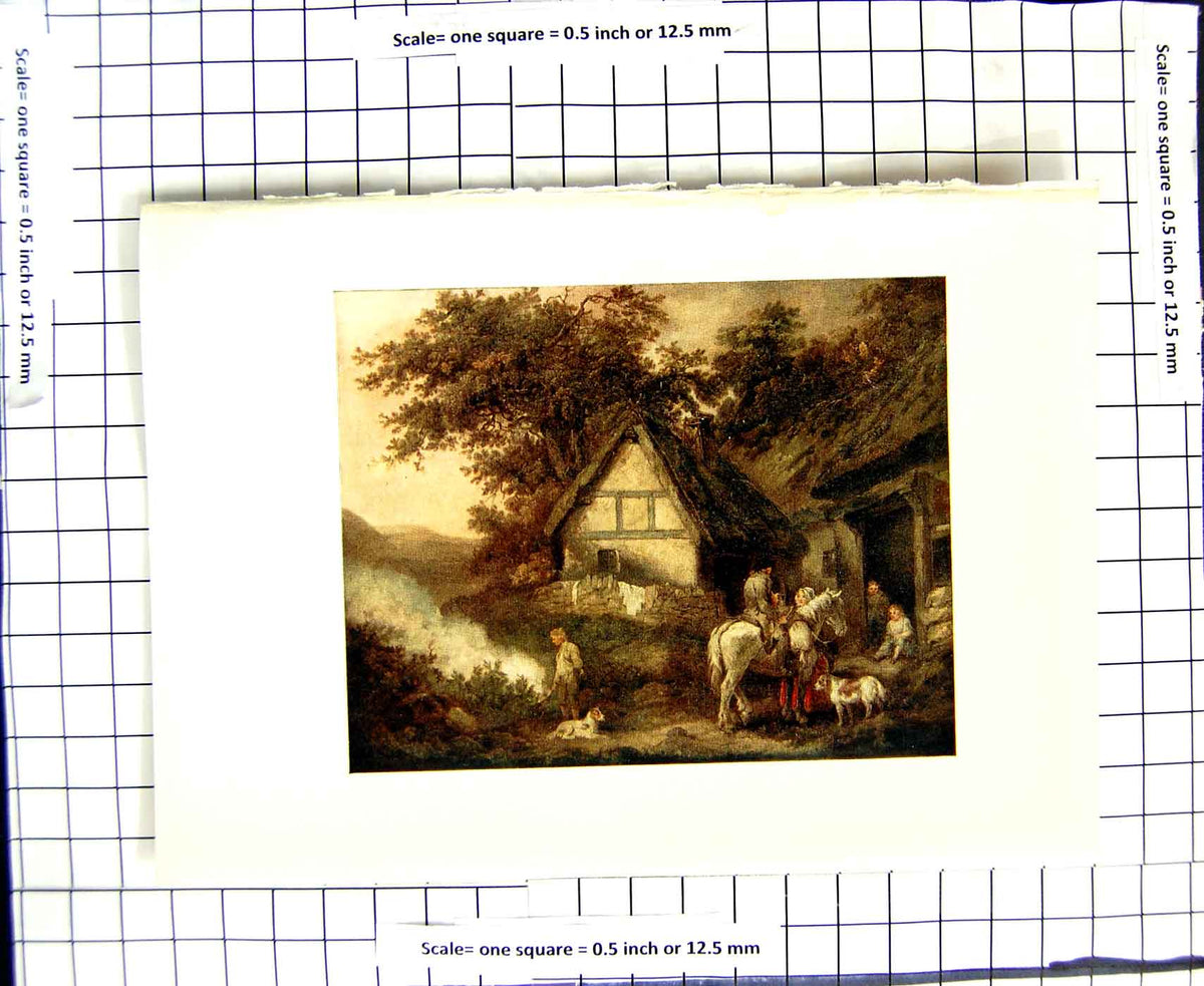 Original Old Antique Print C1907 Colour Plate Morland Village Inn Public House