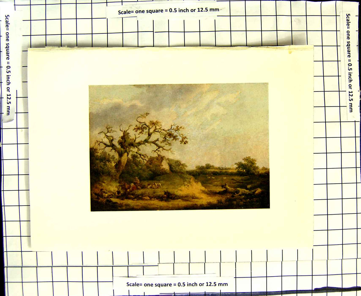 Original Old Antique Print C1907 Colour Plate Morland Landscape Gipsies Scene