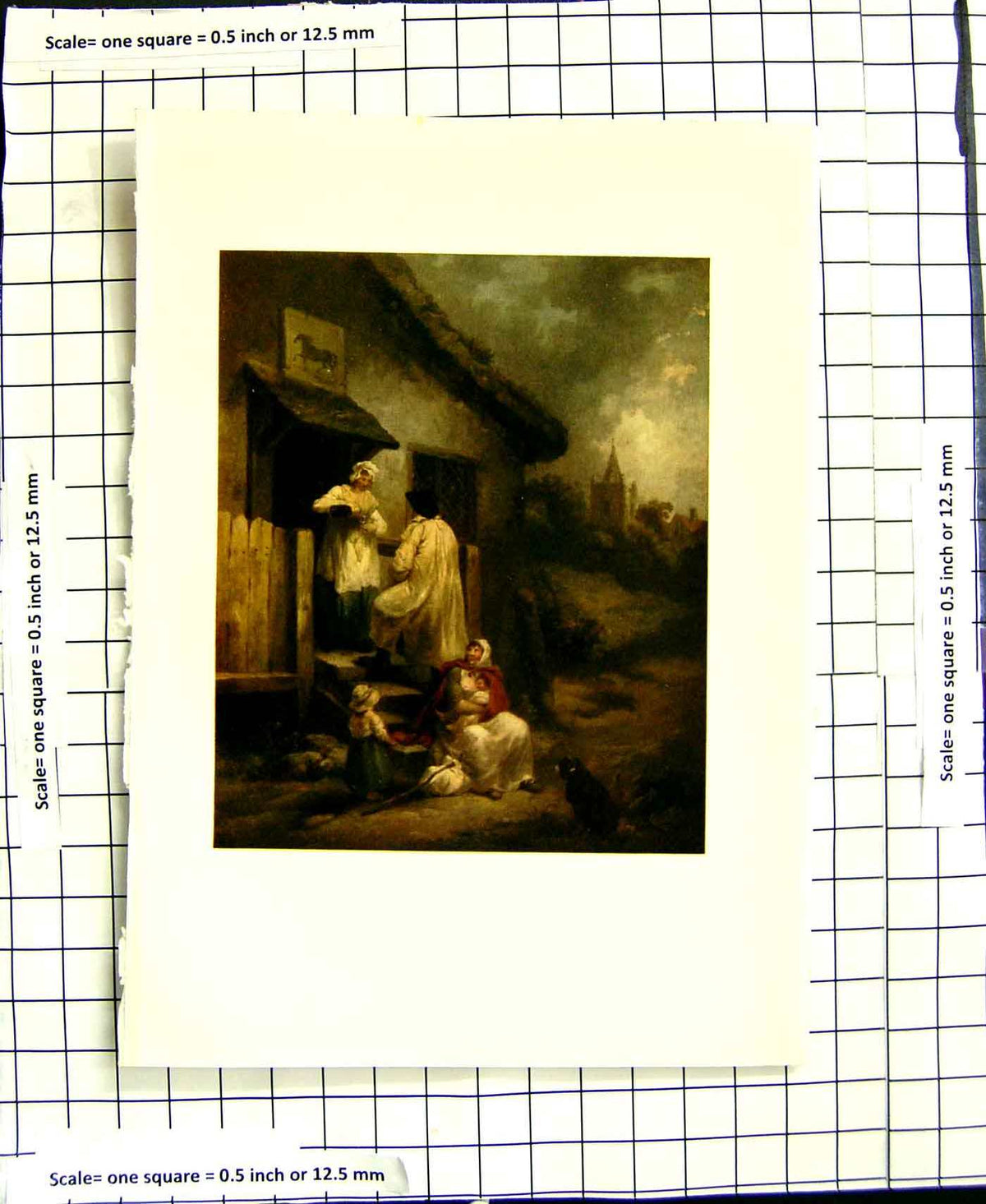 Original Old Antique Print C1907 Colour Plate Morland Public House Dram Family