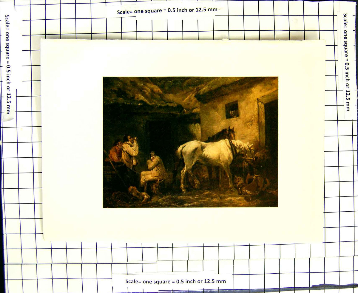 Original Old Antique Print C1907 Colour Plate Morland Post Boys Horses Drinking