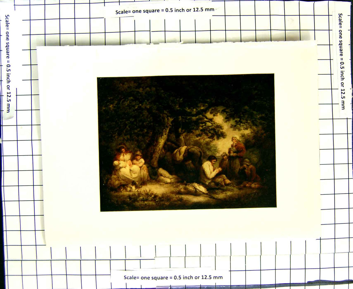 Original Old Antique Print C1907 Colour Plate Morland Gipsy Encampment Family
