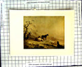 Old Antique Print C1907 Colour Plate Morland Winter Scene Cattle Animals 20th