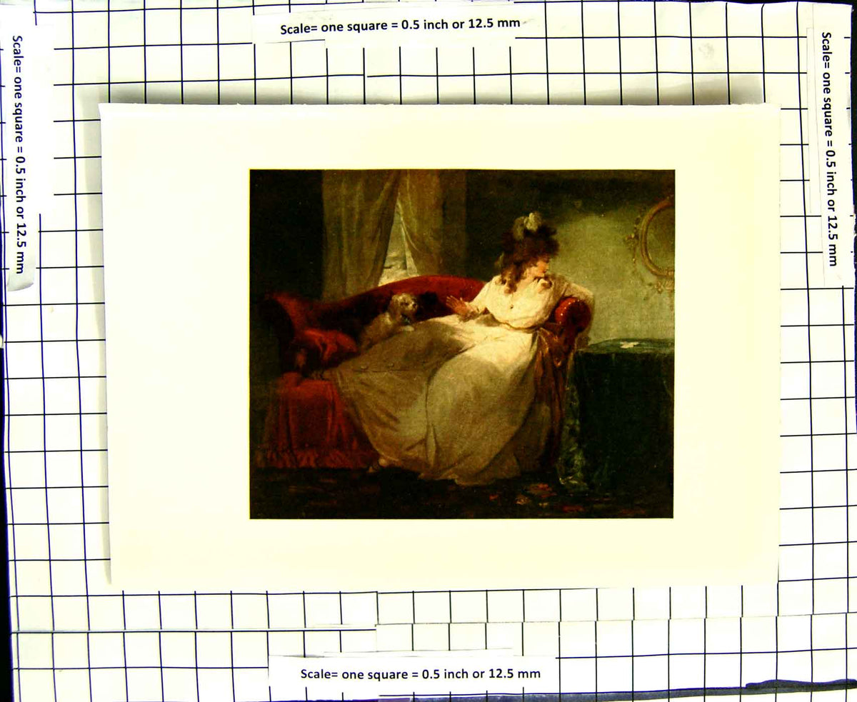Original Old Antique Print C1907 Colour Plate Morland Belinda Billet Doux Lady