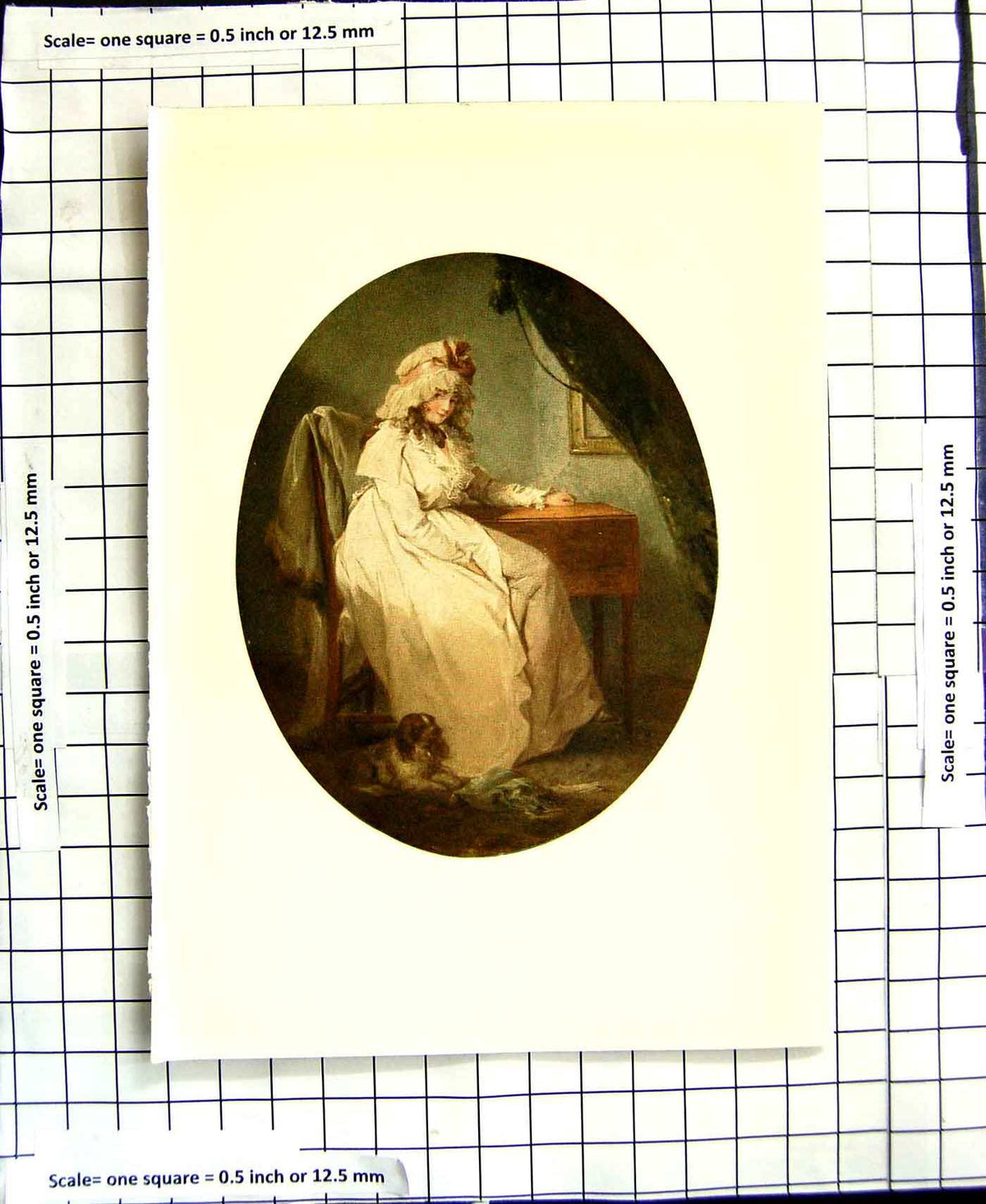 Original Old Antique Print C1907 Colour Plate Morland Ladie Woman Dog House