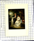 Original Old Antique Print C1907 Colour Plate Morland Ladies Women Garden Bench