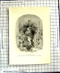 Original Old Antique Print C1906 Birket Foster Plate Mistletoe Seller Christmas