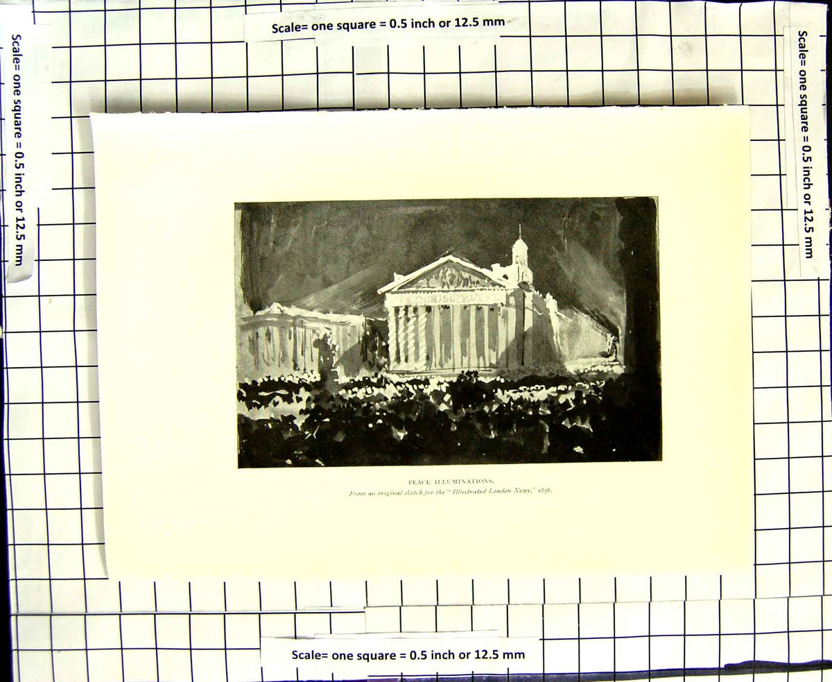 Old Antique Print C1906 Birket Foster Plate Peace Illuminations Building 20th