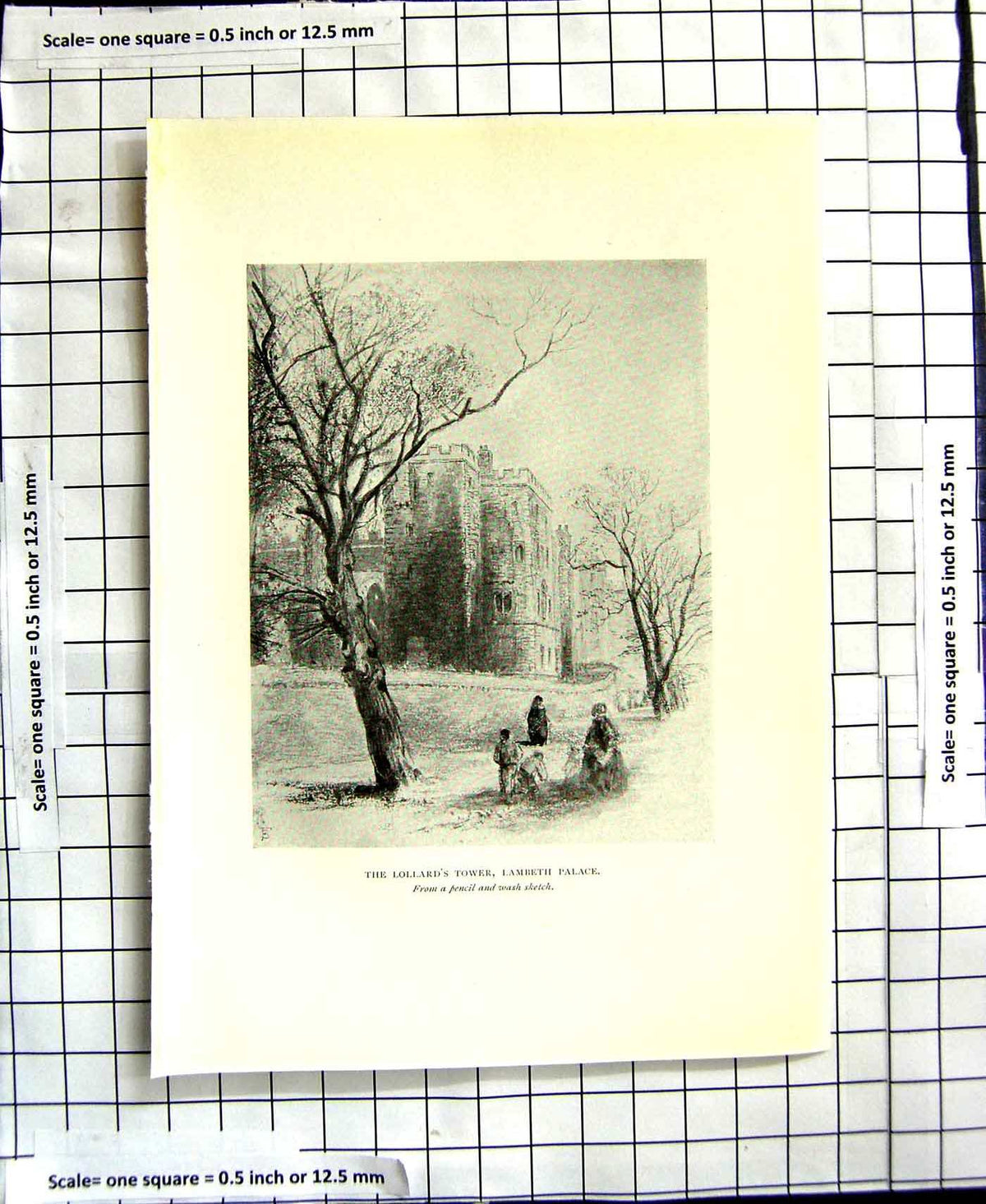 Old Antique Print C1906 Birket Foster Plate Lollard Tower Lambeth Palace 20th