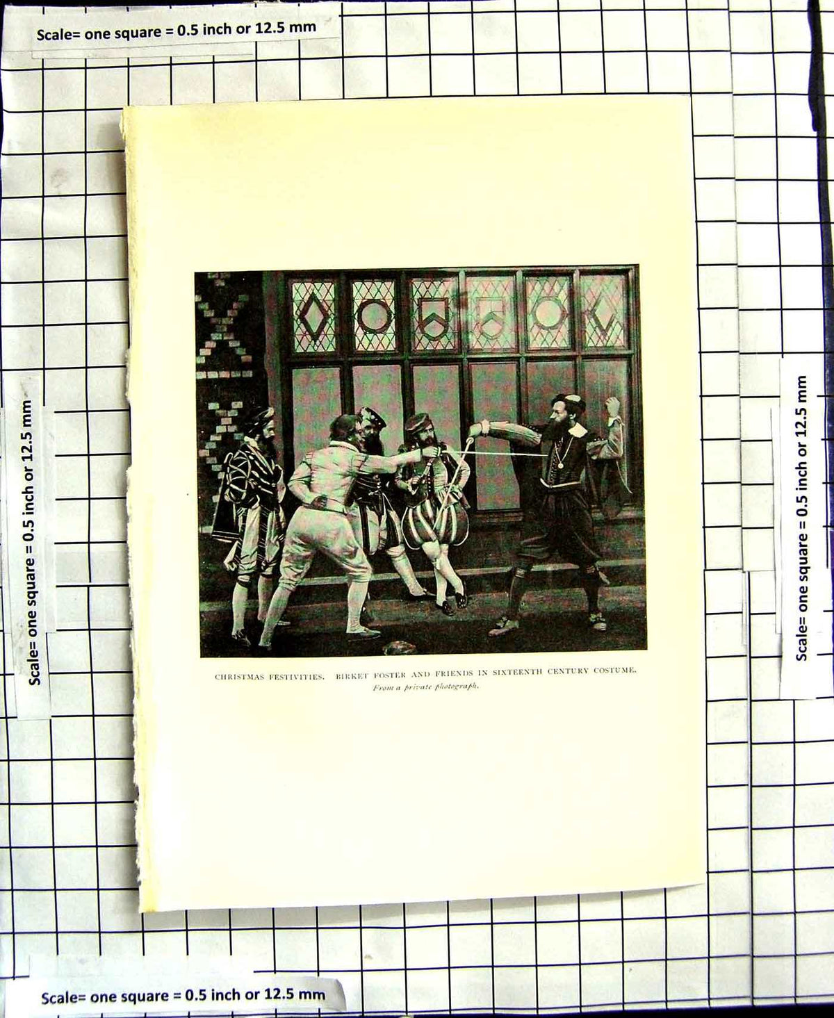 Original Old Antique Print C1906 Birket Foster Photograph Christmas Costumes