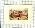 Original Old Antique Print C1907 Colour Plate Morland Children Beach Boat Sea
