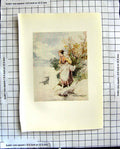 Old Antique Print C1907 Colour Plate Morland Mother Girl Stepping-Stones 20th