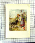 Original Old Antique Print Little Girl Goat Milk Jug C1907 Colour Plate Morland