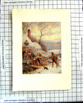Original Old Antique Print C1907 Colour Plate Morland Winter Scene Children Dog