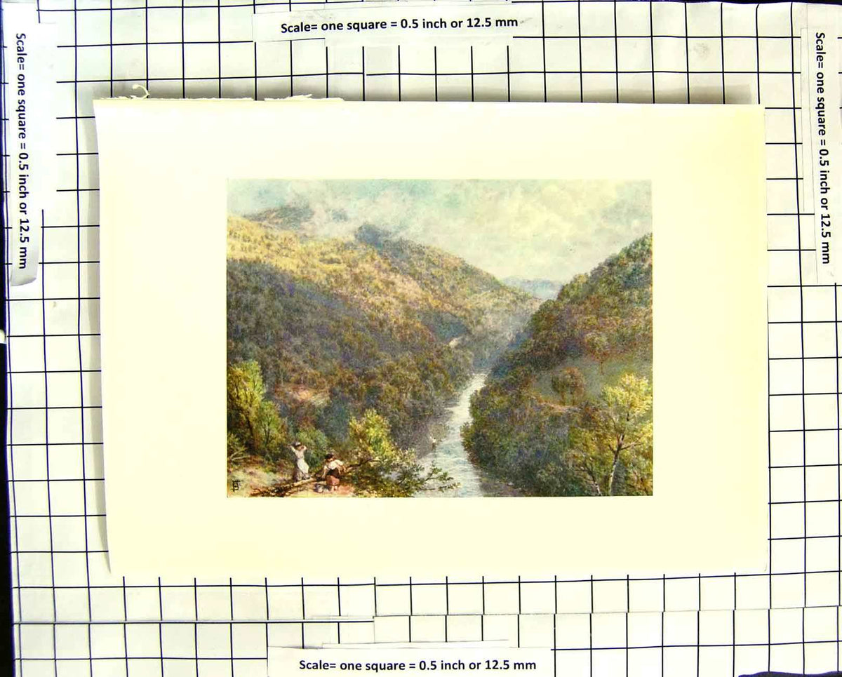 Original Old Antique Print C1907 Colour Plate Morland Pass Killiecrankie River