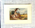 Original Old Antique Print C1907 Colour Plate Morland Young Gleaners Farming