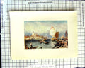 Old Antique Print C1907 Colour Plate Morland Grand Canal Venice Gondolas 20th