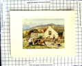Original Old Antique Print C1907 Colour Plate Morland Highland Cottage Scotland