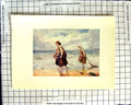 Original Old Antique Print C1907 Colour Plate Morland Children Sea Beach Scene