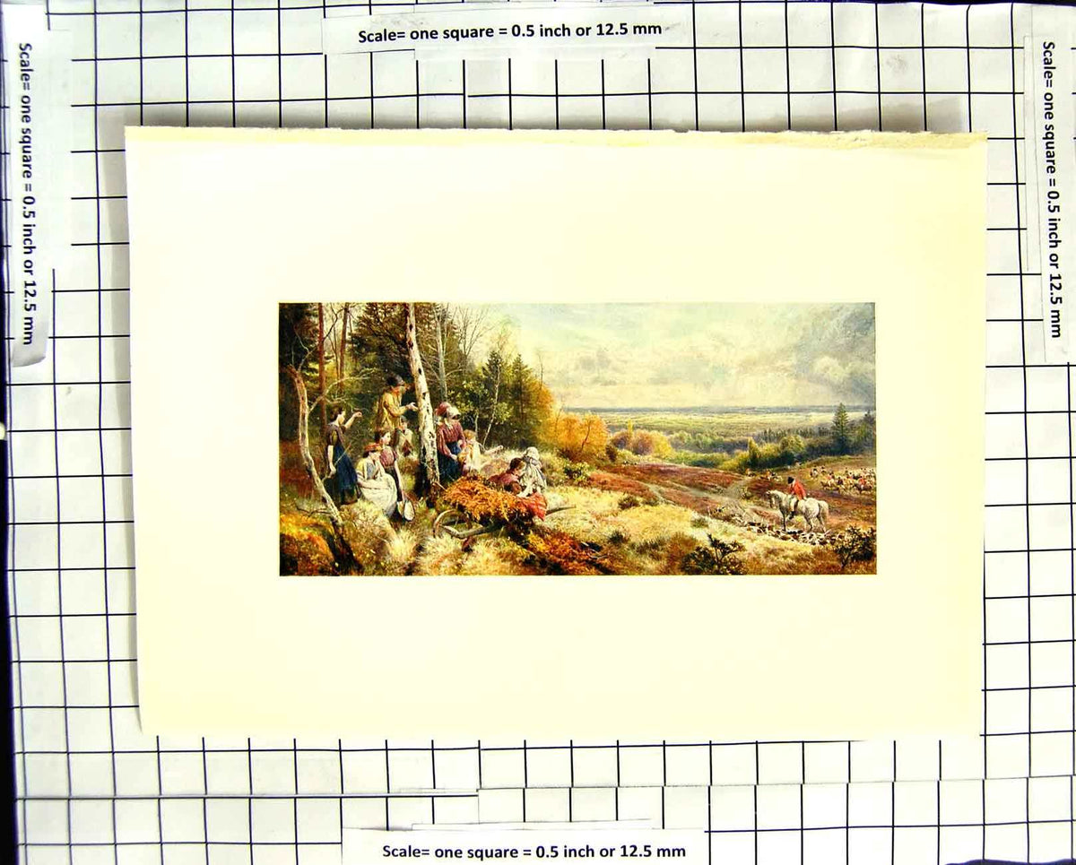 Original Old Antique Print C1907 Colour Plate Morland Hunting Horses Dogs 20th