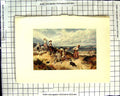 Old Antique Print C1907 Colour Plate Morland Donkey Beach Scene Children 20th