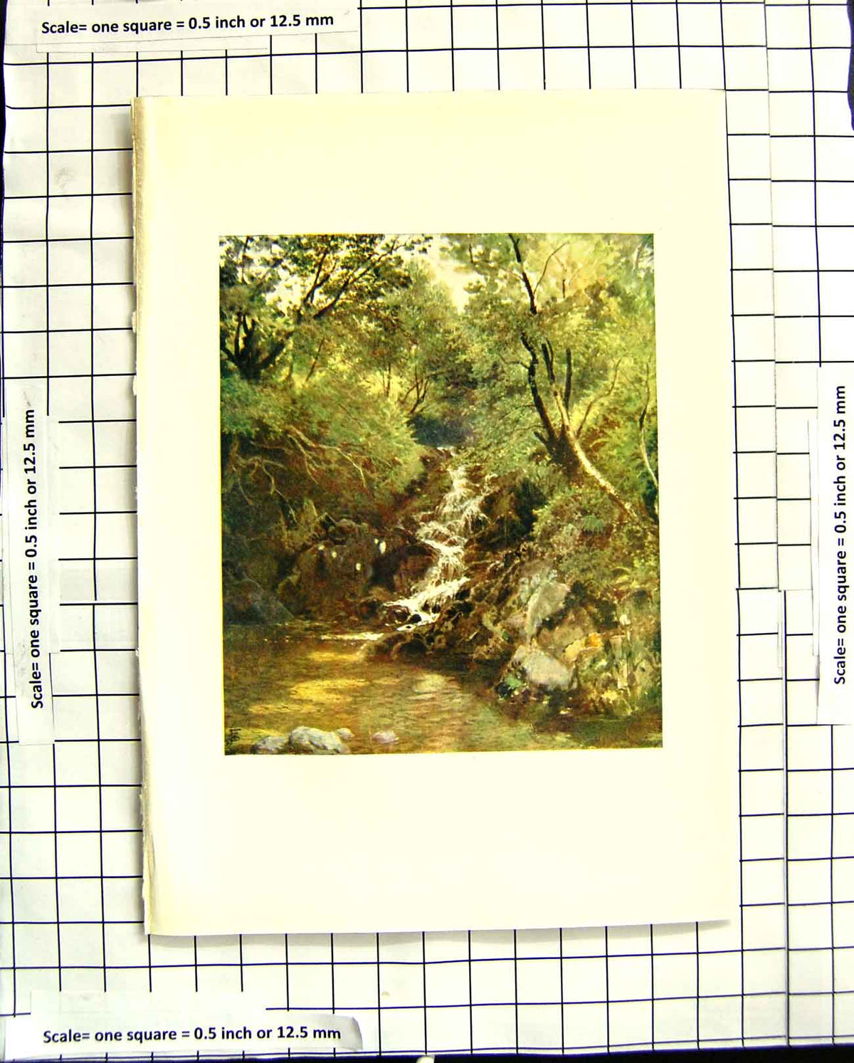 Original Old Antique Print C1907 Colour Plate Morland Waterfall Loch Achray