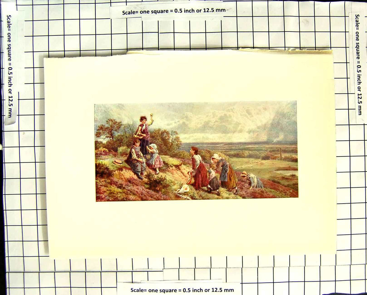 Original Old Antique Print C1907 Colour Plate Morland Weald Surrey Farming 20th