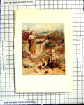 Old Antique Print C1907 Colour Plate Morland Gathering Blackberry Fruit 20th