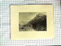 Original Old Antique Print America Bartlett 1838 Lake George Black Mountains