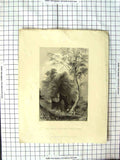Original Old Antique Print Tomb Washington Mount Vernon America Bartlett 1838