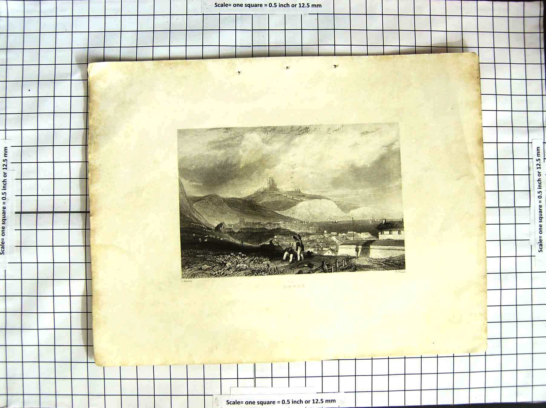 Original Old Antique Print View Dovor Dover England Bartlett Engraving