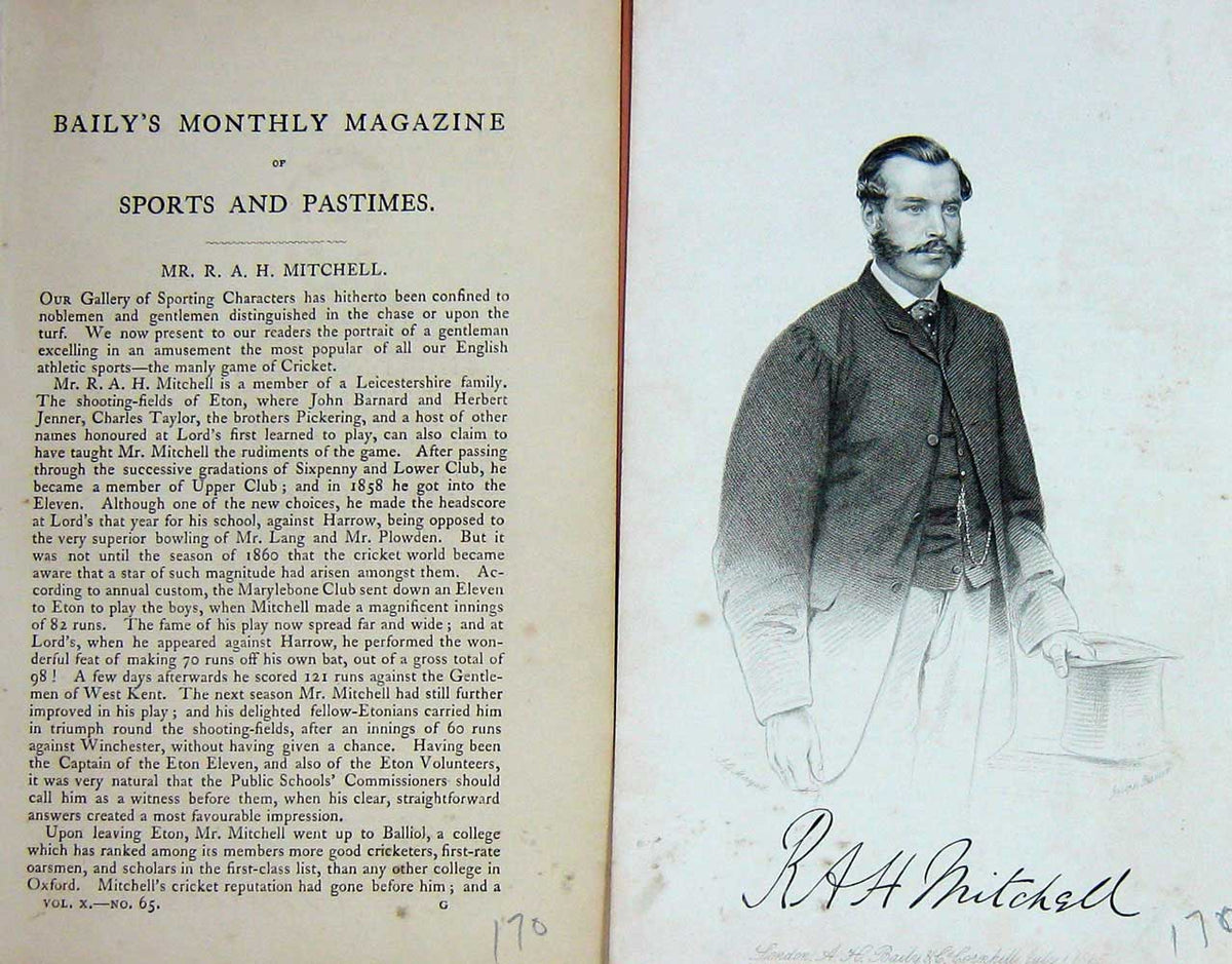 Original Old Antique Print 1866 Portrait Mr R A H Mitchell Sportsman Victorian
