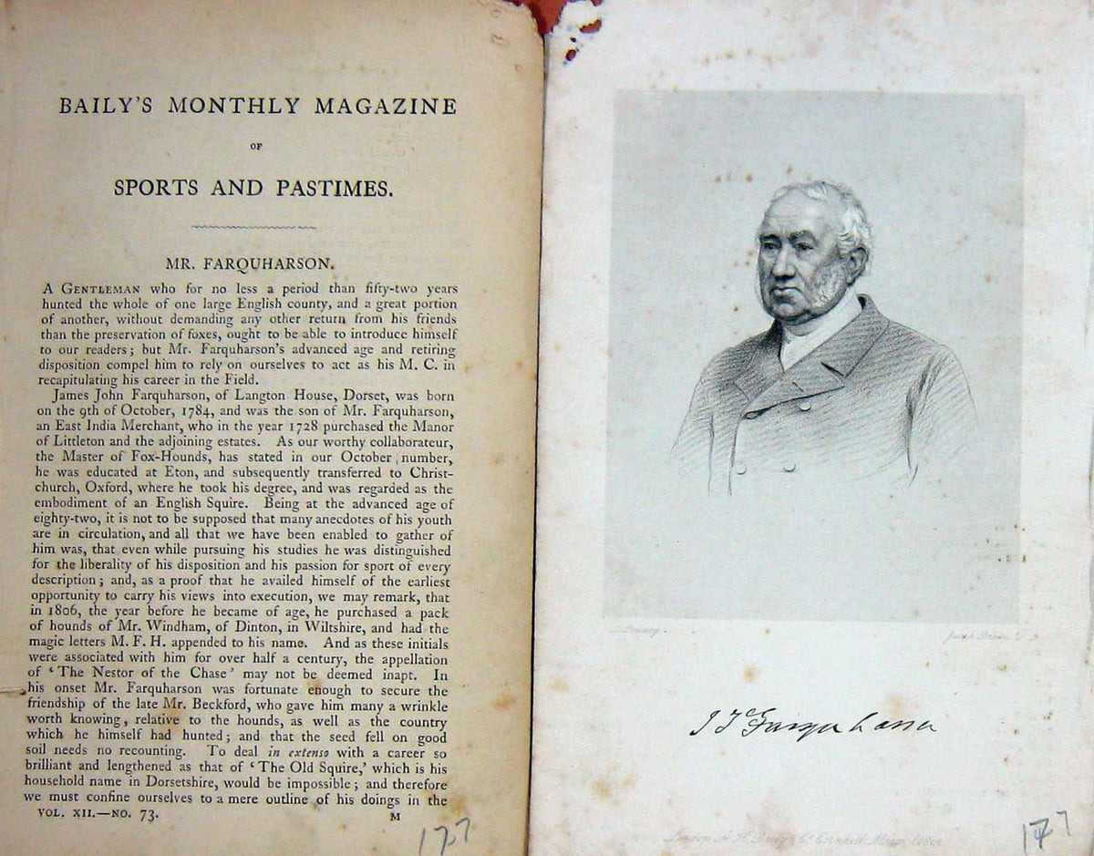 Original Old Antique Print 1866 Portrait Mr James John Farquarson Sport 19th
