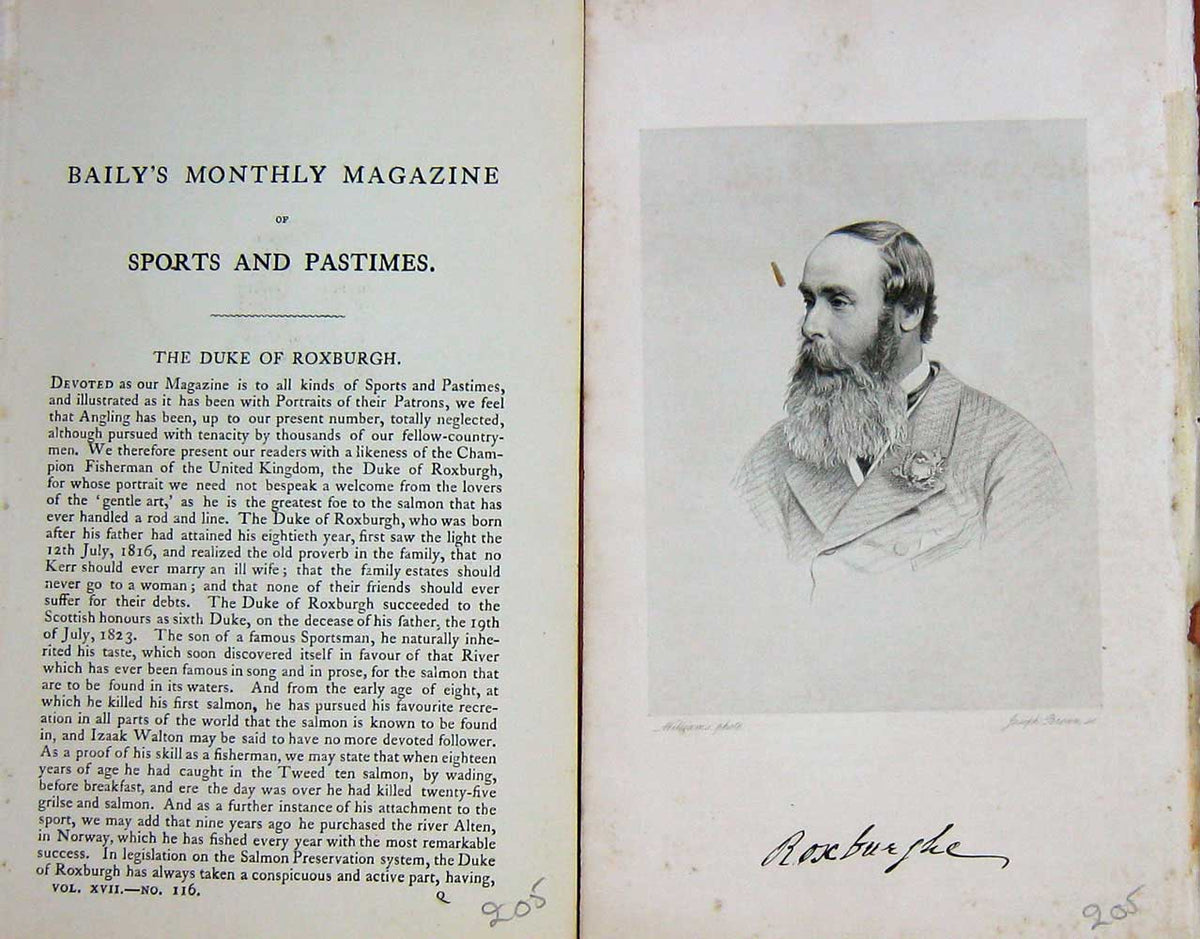 Original Old Antique Print 1869 Portrait Duke Roxburgh Sports Baily Victorian