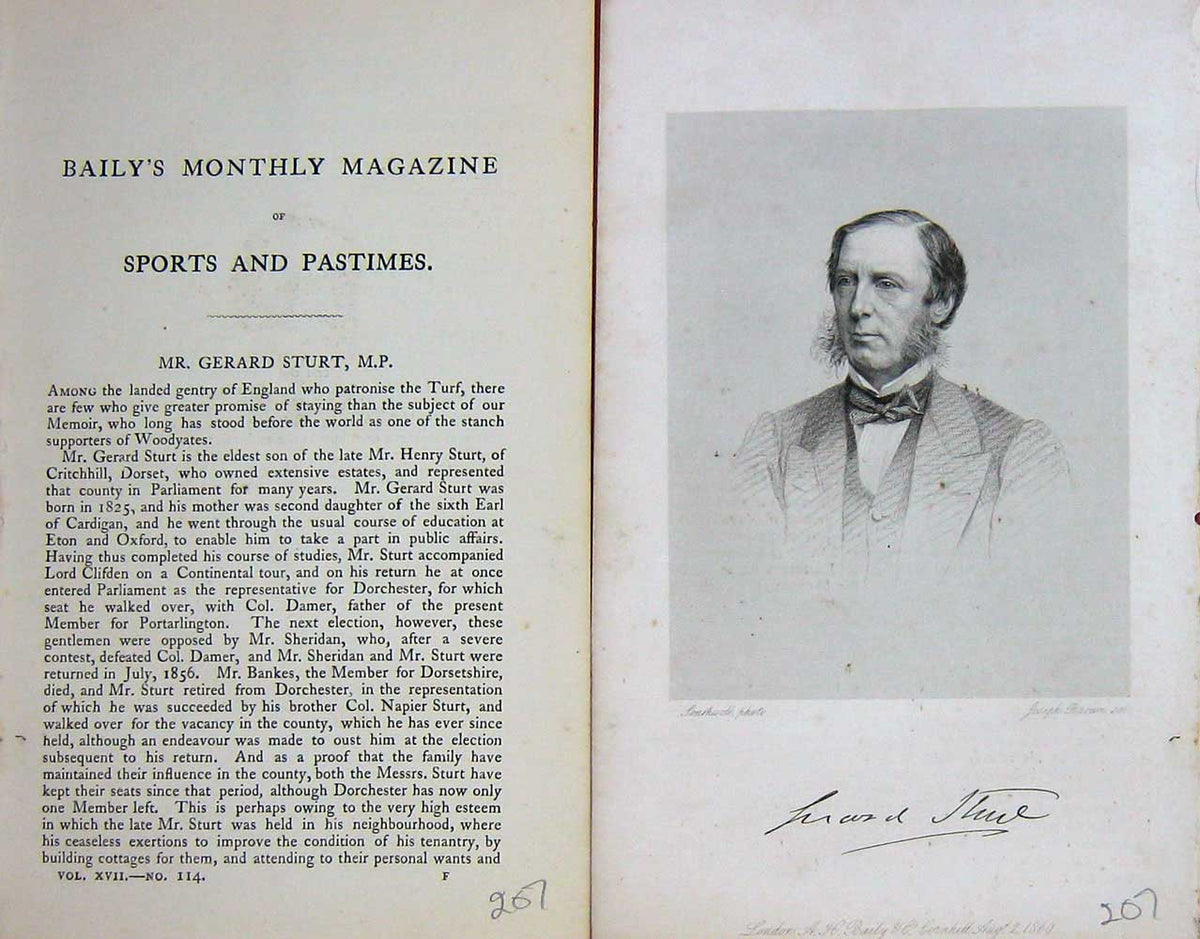 Original Old Antique Print 1869 Portrait Mr Gerard Stuart Parliament Victorian